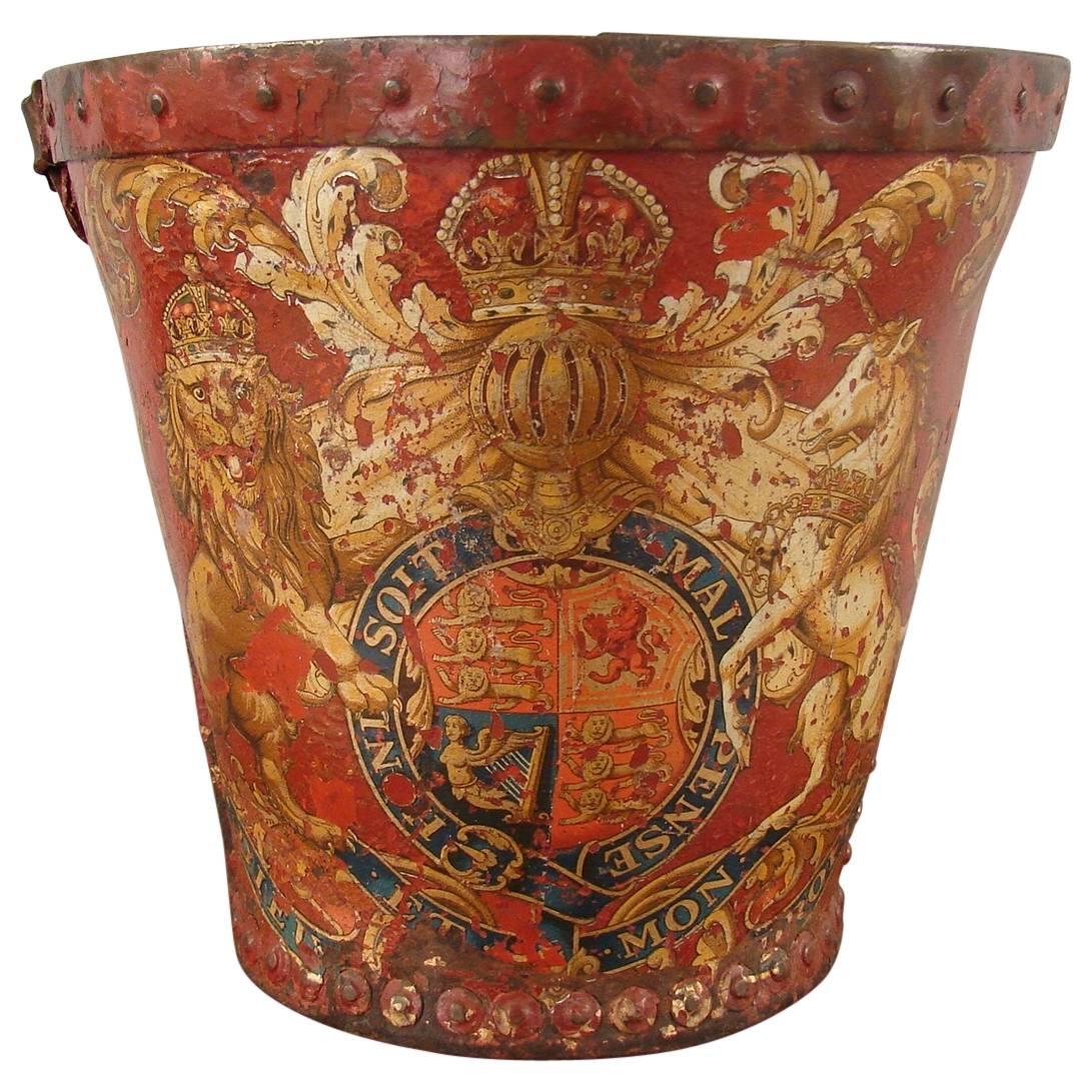 English Leather Fire Bucket with Coat of Arms