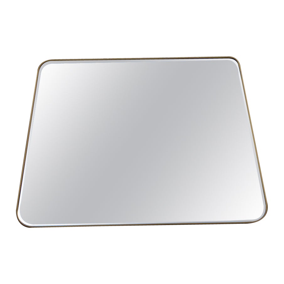 Specchio italiano di metà secolo in ottone trapezoidale