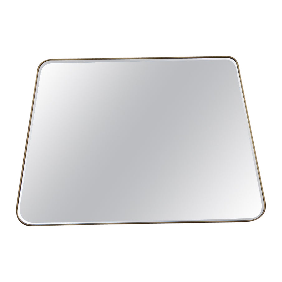 Italian Mid-century Trapezoidal Brass Mirror