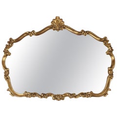 Retro Large romantic decorated gilded mirror by Deknudt, Belgium ca. 1970