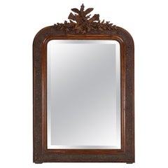 Antique Louis Philippe mirror in plaster and wood with handcrafted decorations, France c