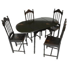 Antique Late 19th Century Japanese Tea Table With Four Chairs - Set of 5