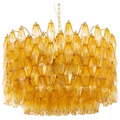 Grande lampadario con poliedri vetro di Murano ispirato al mid-century italiano