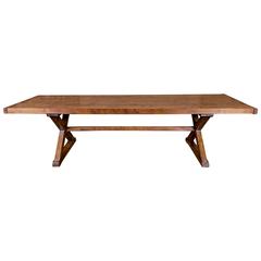 Large Early 19th Century Rustic X-Base Trestle Table