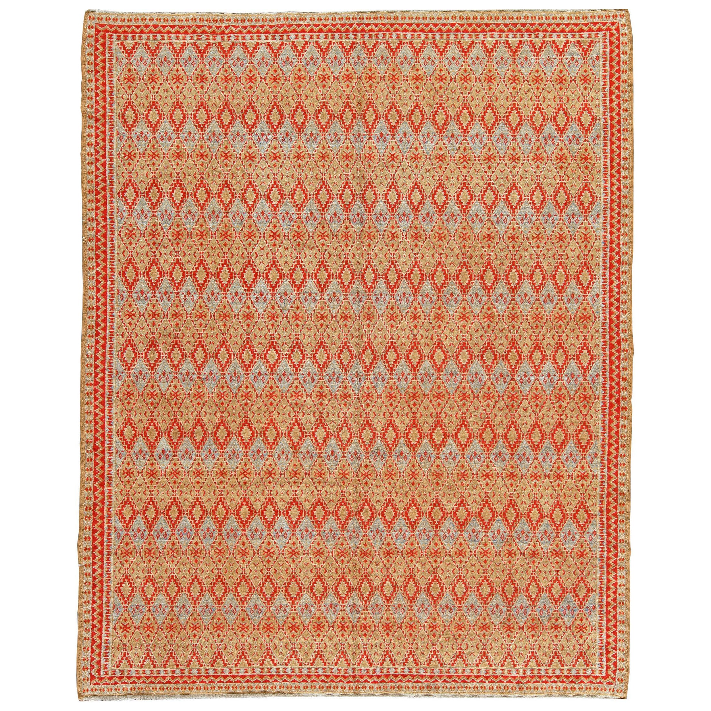 Midcentury Tribal Marokkanisch Handgefertigter Wollteppich