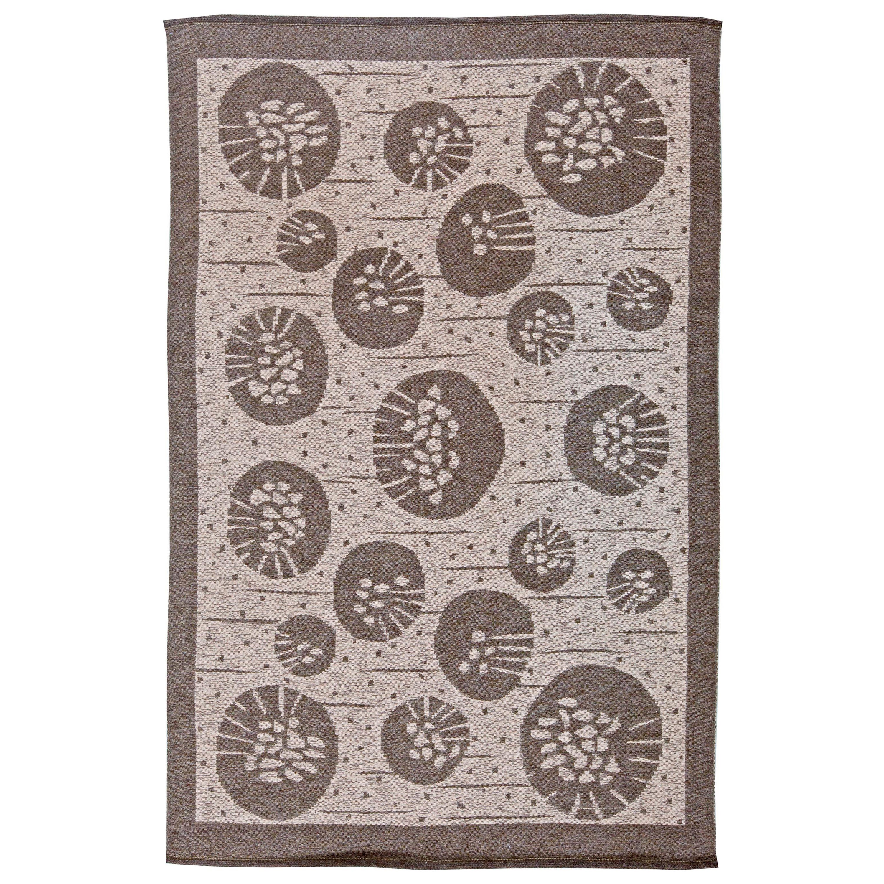 Midcentury Double Sided Swedish Flat-Weave Wool Rug by Orsa For Sale