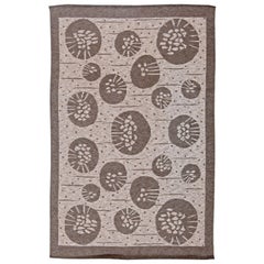 Retro Midcentury Double Sided Swedish Flat-Weave Wool Rug by Orsa