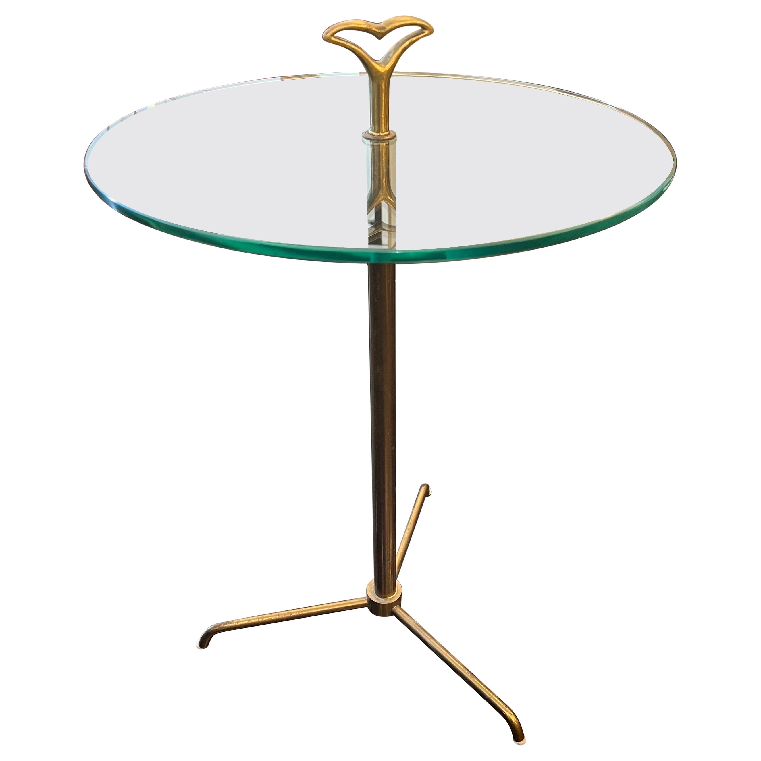 Brass & glass portacenere side table by Cesare Lacca  For Sale