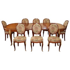 Fin du 19ème siècle, ensemble de salle à manger en bois de roi monté sur bronze, 8 chaises