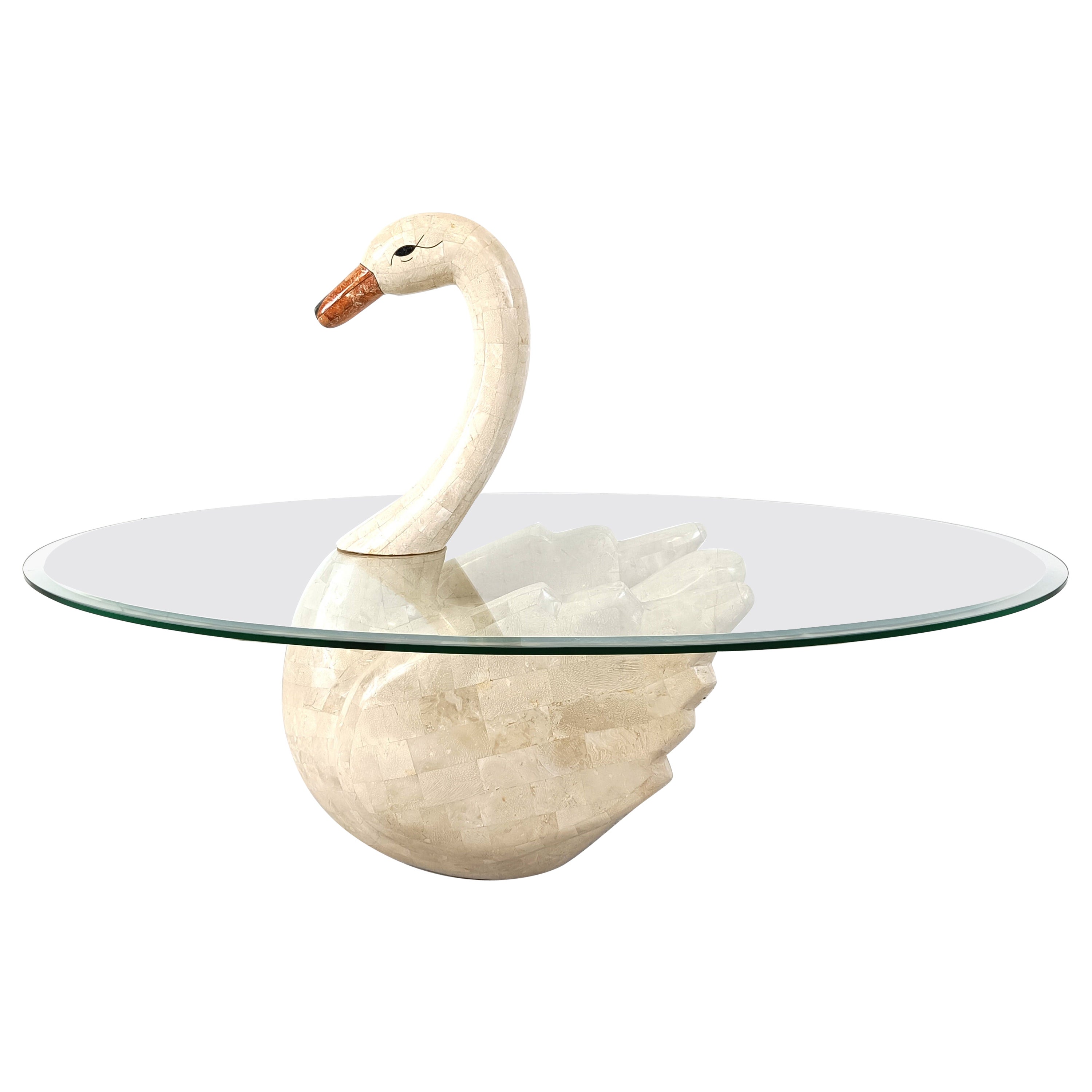 Vintage tesselated swan coffee table, 1980s For Sale