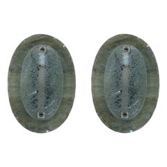 Paire d'appliques modernes italiennes en verre de style Fontana Arte