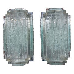 Pair Of Italian Glass Sconces By Poliarte