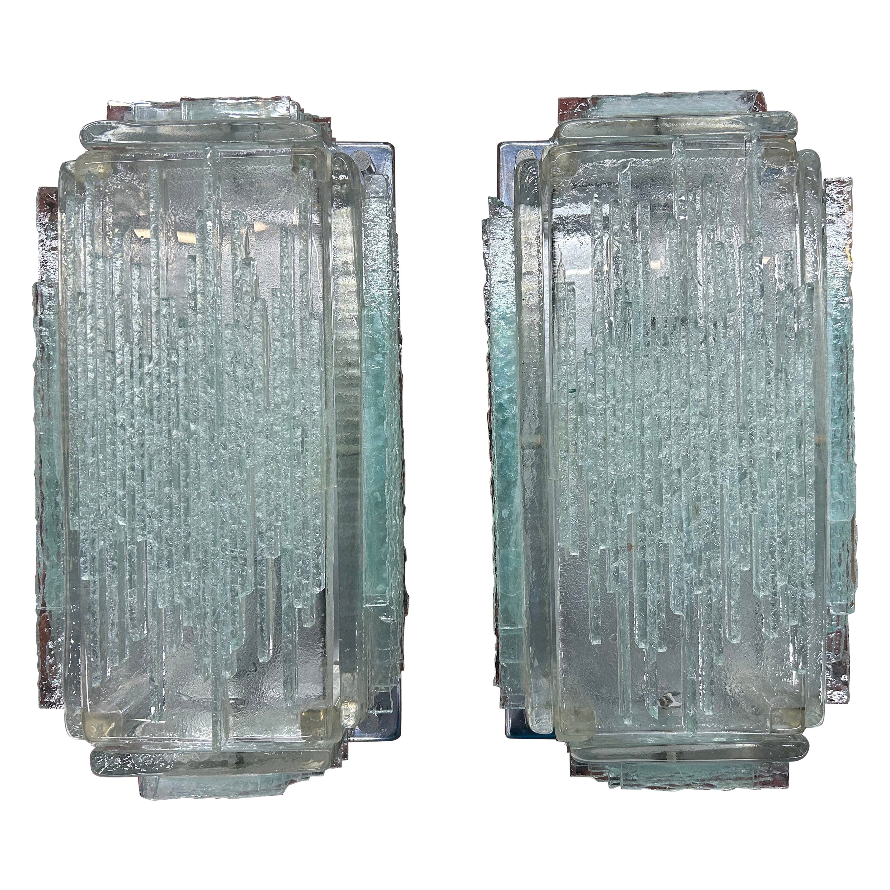 Paire d'appliques italiennes en verre par Poliarte