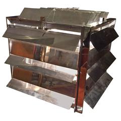 1970s Rare Italian Stainless Steel Lamp Attributed to New Lamp