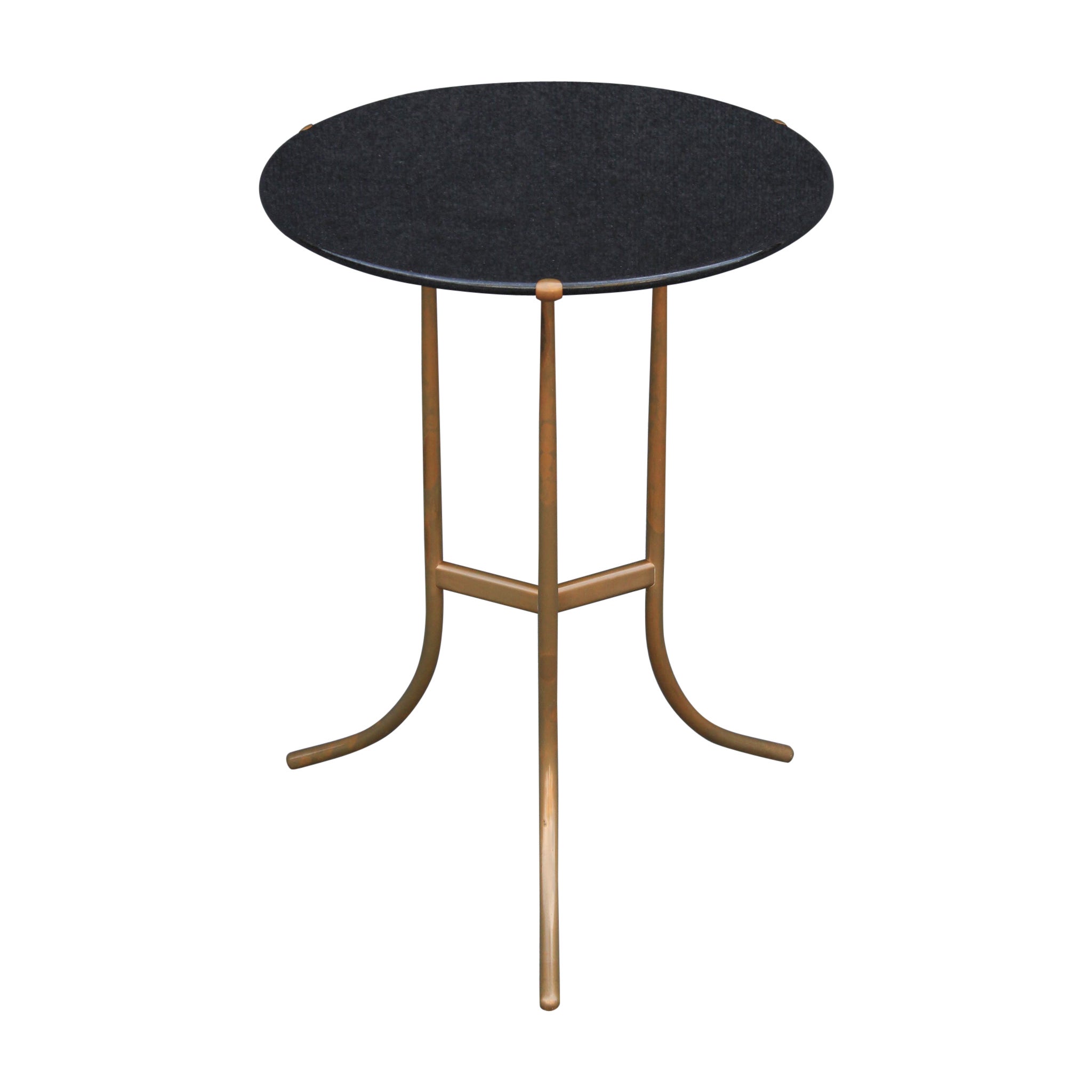 Cedric Hartman Side or End "Model AE" Table Black Granite & Bronze Finish 1970s For Sale