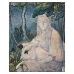 Antique John Palmer Wicker, 'Portrait of a Woman in a Landscape