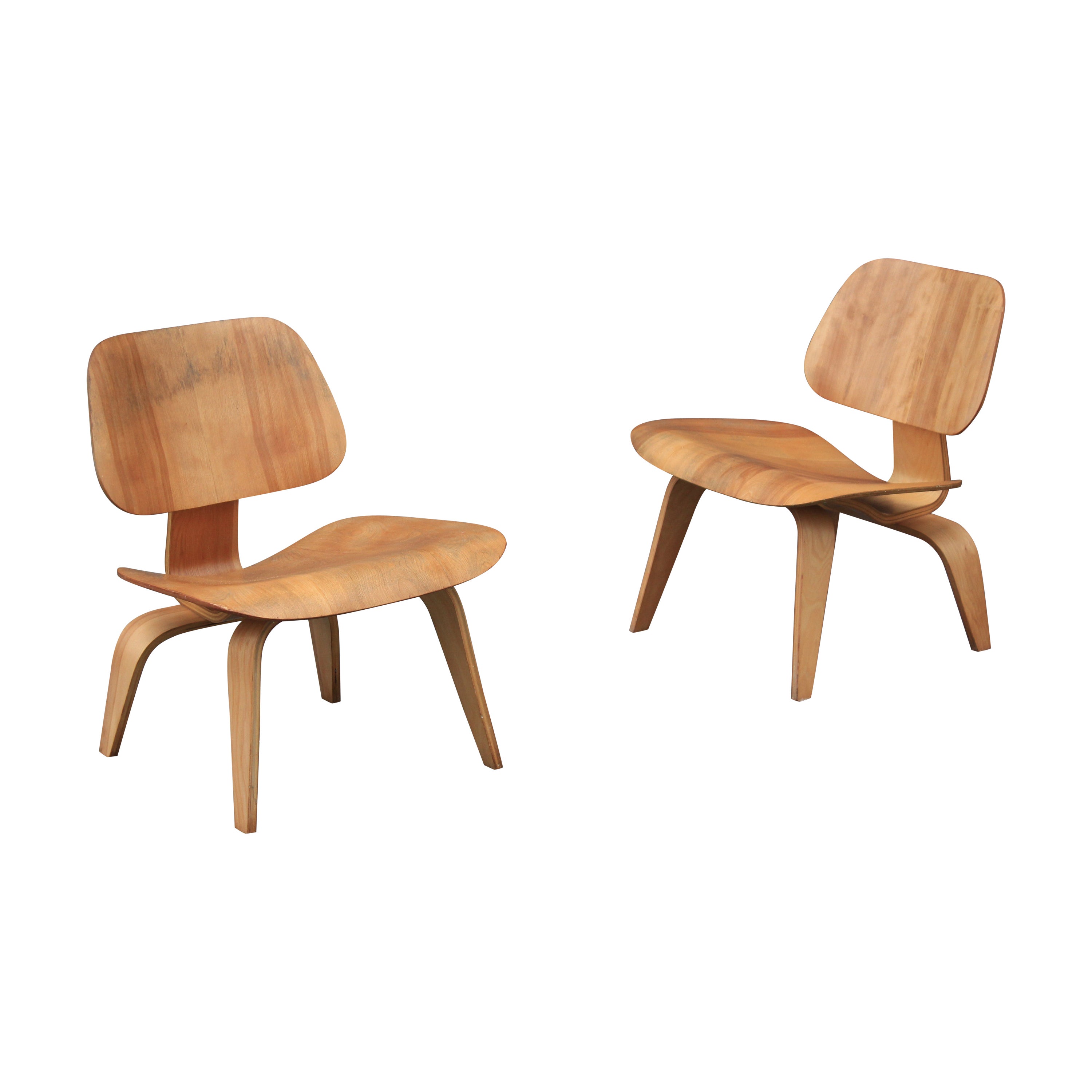 1940s Pair of Early Charles Eames for Herman Miller Lcw Lounge Chairs in Birch For Sale