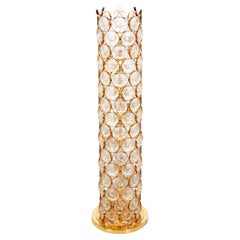 Retro Palwa Round Crystal, Gilt Large Floor Lamp, 1970s, Germany