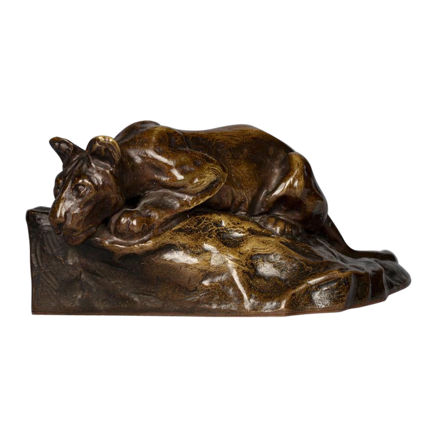 Österreichischer Bronze-Panther, von Friedrich Gornick, um 1920