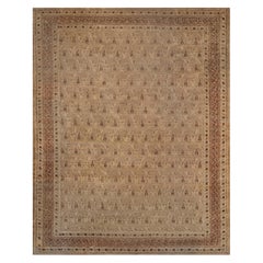 Antique Circa-1900 Camel-Brown Hand-woven Wool Boteh Indian Agra Rug