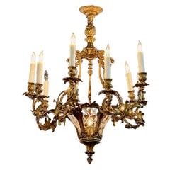 Antique Louis XV Gilt Bronze and Crystal Chandelier