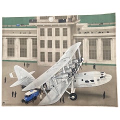 Used Imperial airways GPO poster by H S Williamson, original 1934 coloured lithograph