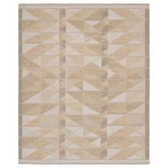 Rug & Kilim’s Scandinavian Style Rug in Beige, Gray and White Geometric Patterns