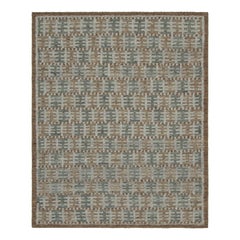 Rug & Kilim's Teppich im skandinavischen Stil in Beige-Braun und Teal Geometrische Muster