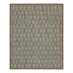 Rug & Kilim’s Scandinavian Style Rug in Beige-Brown and Teal Geometric Patterns