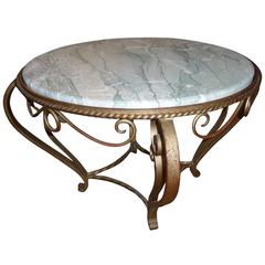 Gold Painted Wrought Iron Coffee Table in the Manner of Gilbert Poillerat