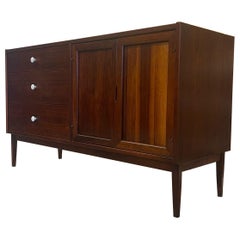 Vintage Mid Century Modern Drexel Style Walnut Toned Lowboy Credenza.