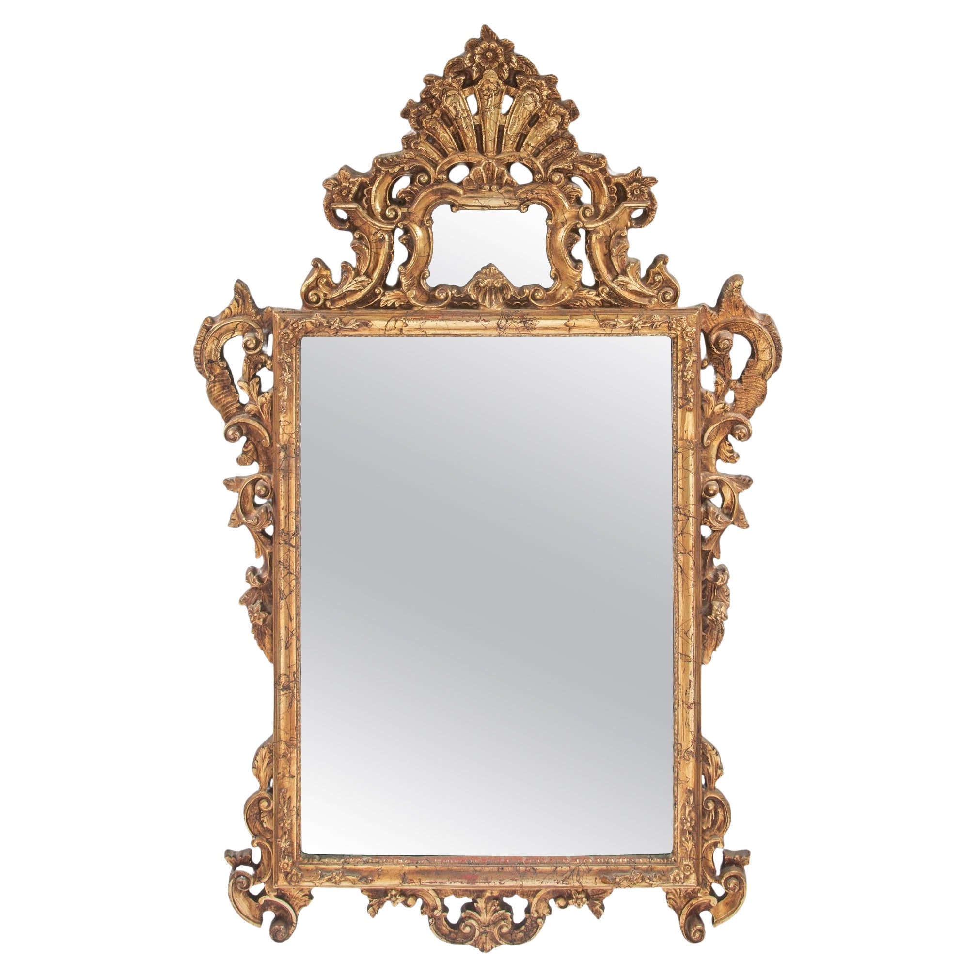 Italian Giltwood Frame Rococo Style Mantel/Fireplace Mirror For Sale