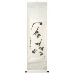 Antique After Qi Baishi Frogs Scroll Painting