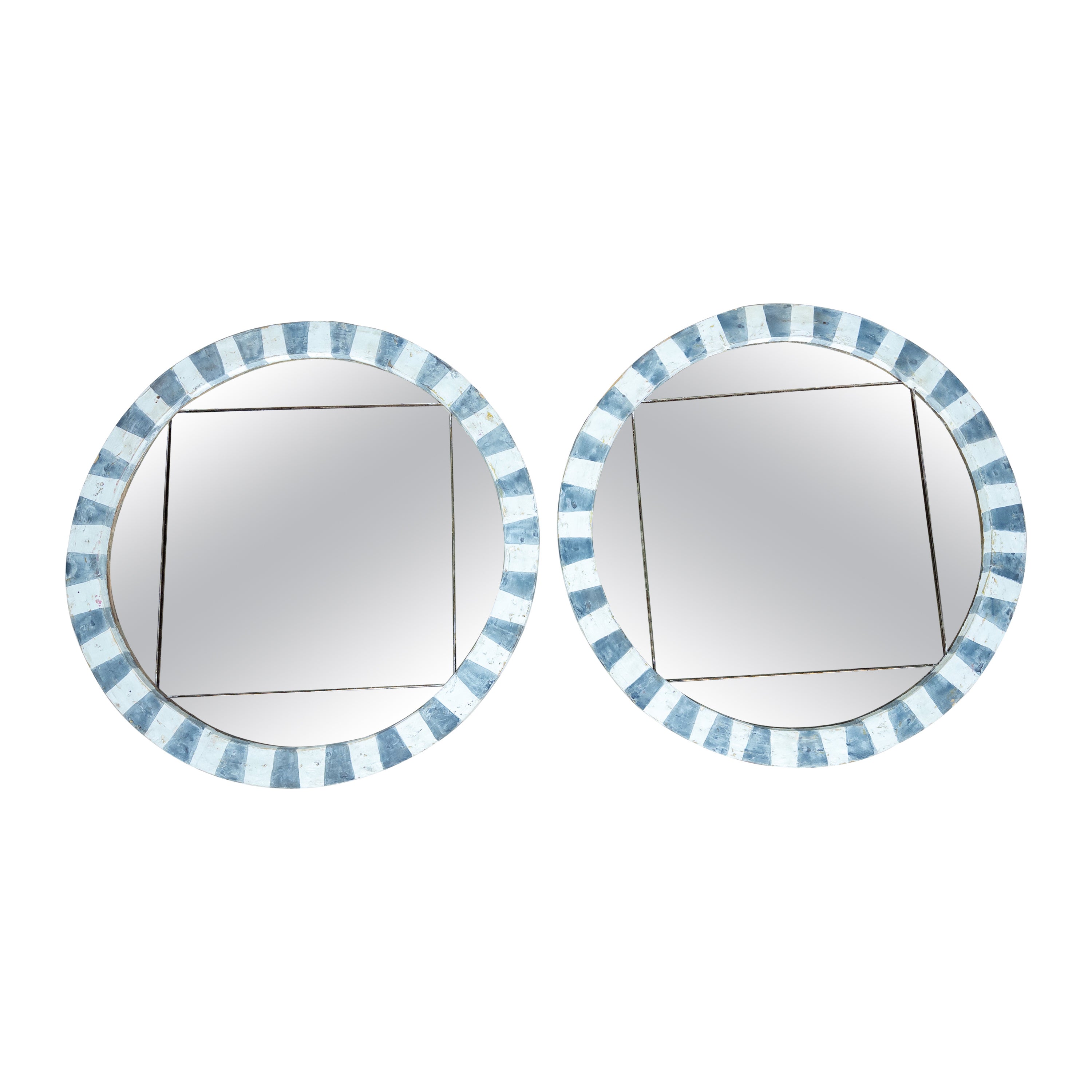 Pair of Early 20th Century Italian Blue Mirrors For Sale