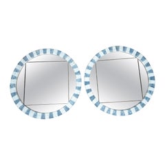 Antique Pair of Early 20th Century Italian Blue Mirrors