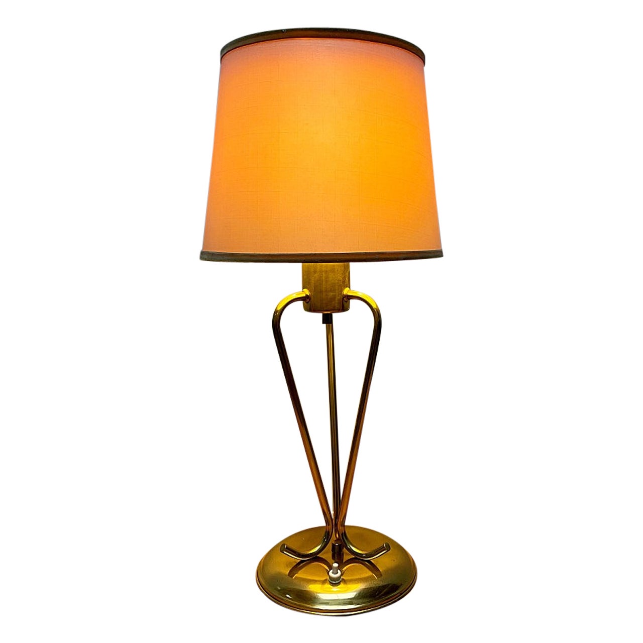 J.T. KALMAR Tripod Brass Table Lamp, Josef Frank Style, 1960s, Austria For Sale