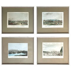 Set of Four German 18th Century Colored City View Engravings