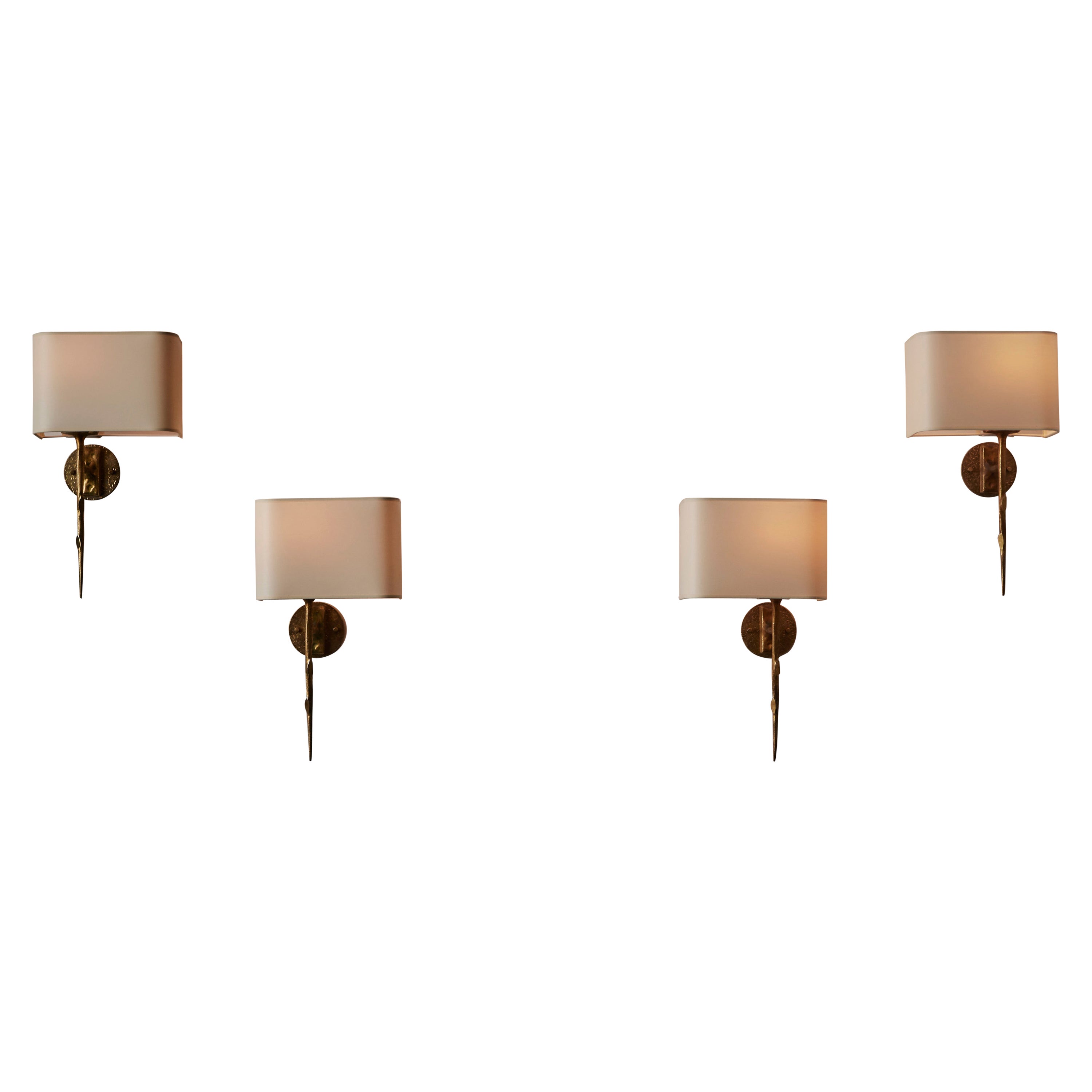 Gilded Bronze Sconces by Maison Arlus For Sale