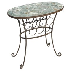 Table console d'appoint avec porte-bouteille en pierre vintage 