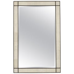 Vintage 1970s Black White Shagreen Mirror