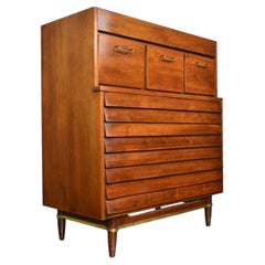 Vintage Merton Gershun Dania Range Highboy Dresser In Walnut