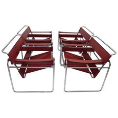 Red Bauhaus Red Wassili Chairs Mod. B 3 by Marcel Breuer 1920s 12