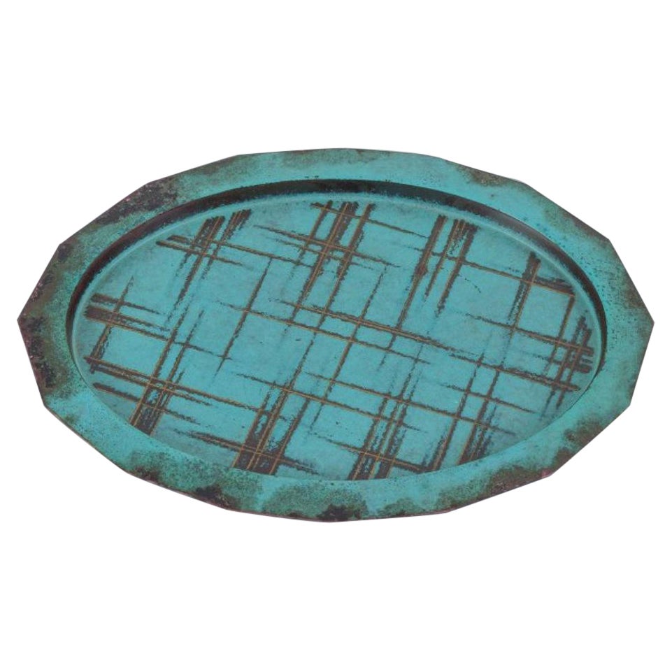 WMF, Germany. Art Deco "Ikora" tray with abstract design. For Sale