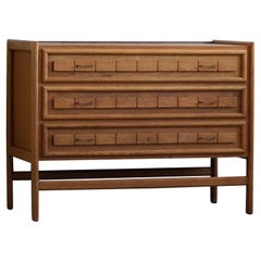 Vintage Mid-Century Modern, Chest of Drawers in Oak, By a Danish Cabinetmaker in 1960s