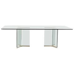 Italian Glass and Chrome Table by Leon Rosen for Pace