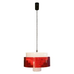 Sospensione Mid-Century in metacrilato e ottone, Stilnovo