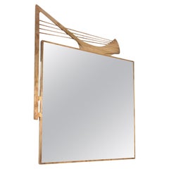 Vintage Brass Frame Wall Mirror, Italy, 1955