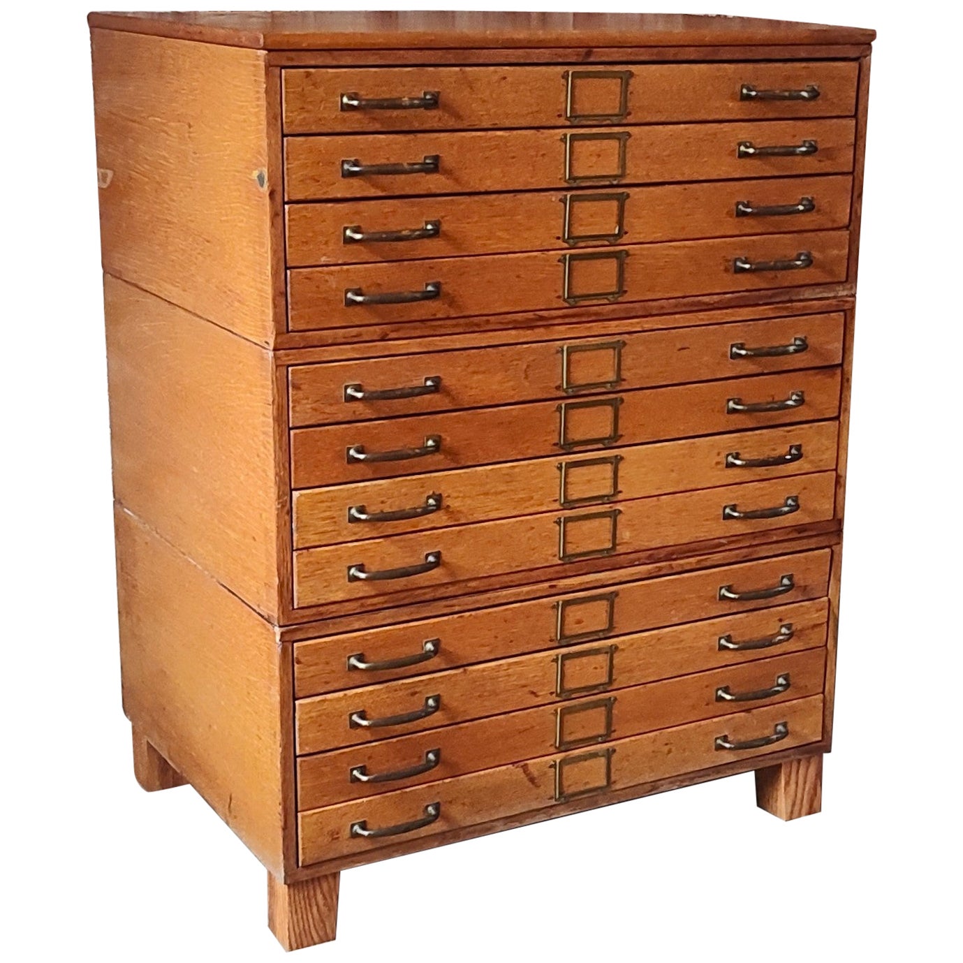 Vintage Oak Blueprint / Flat File Cabinet For Sale