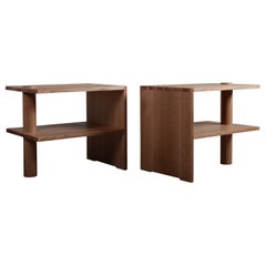 Huge Architectural Handcrafted English Oak Night Stands - End Tables