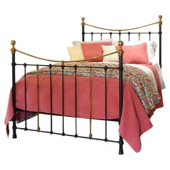 Black Used Bed with Curved Brass Top Rail in Black MK304